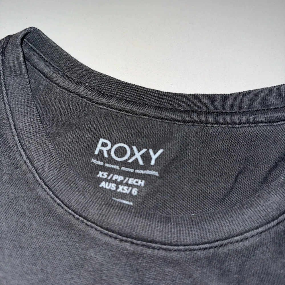 ROXY “Bring the Good Vibes” Black Cotton Vintage Style Band Boho T-Shirt Tee XS - Picture 8 of 8